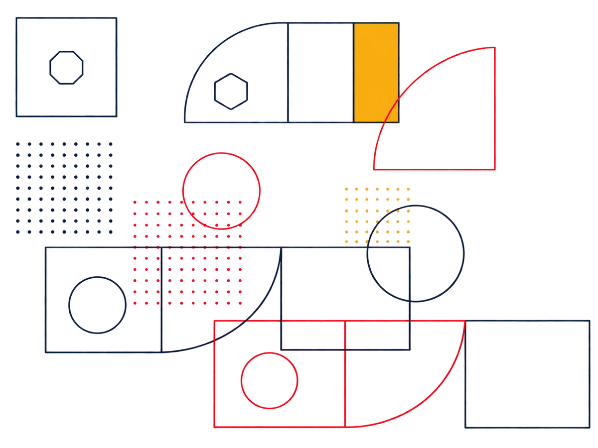 Structured data curation diagram of sorted shapes and grids